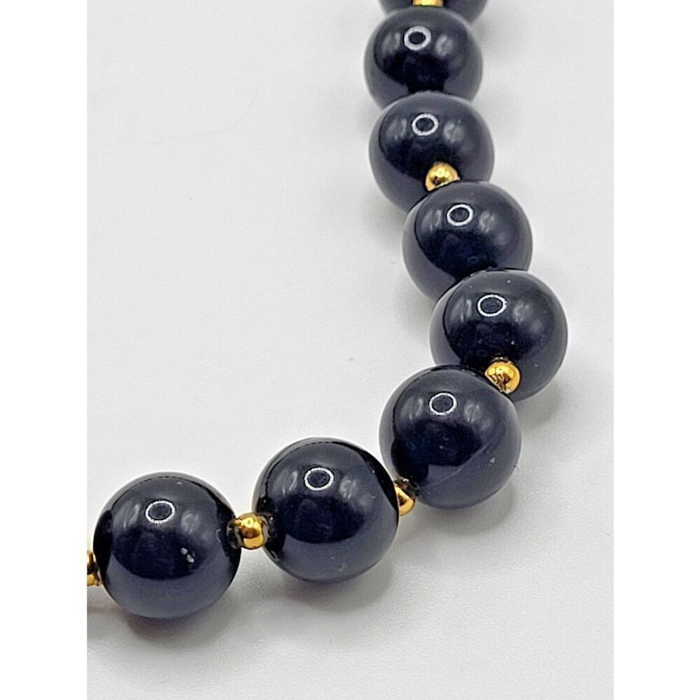 Vintage 80s Chunky Black and Gold Bauble Beaded Necklace 24in